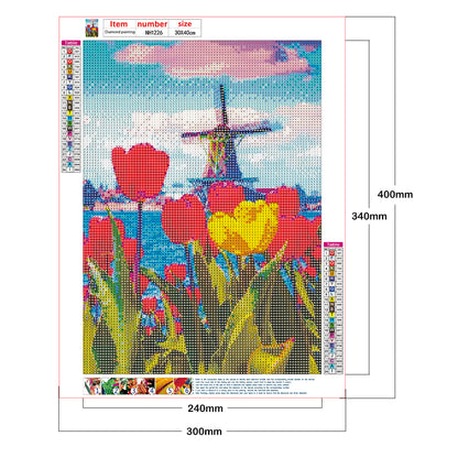 Windmill Tulip - Full Round Drill Diamond Painting 30*40CM