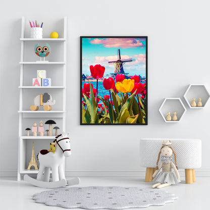Windmill Tulip - Full Round Drill Diamond Painting 30*40CM