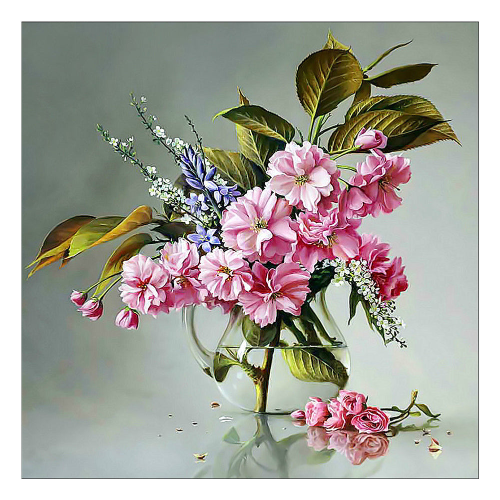 Pink Flower - 11CT Counted Cross Stitch 40*40CM