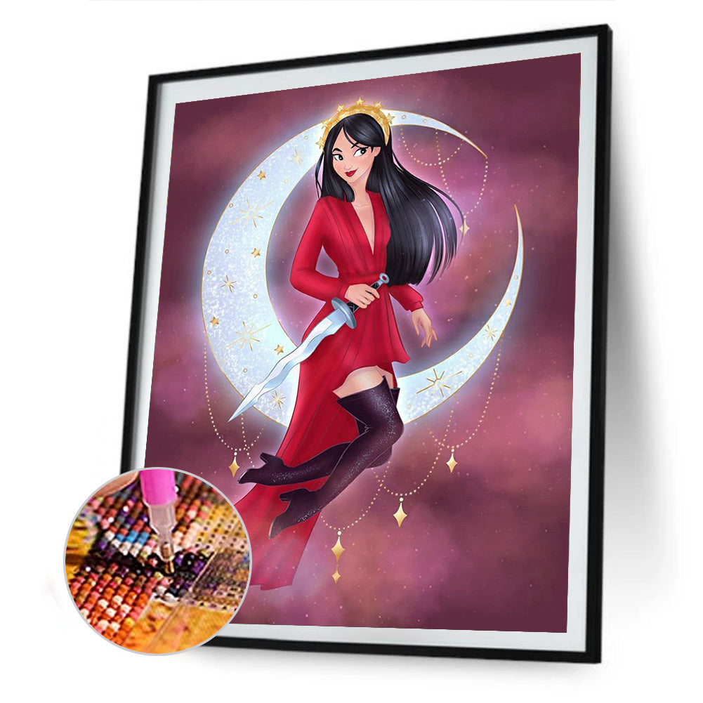 Moon Disney Princess - Full Square Drill Diamond Painting 30*40CM