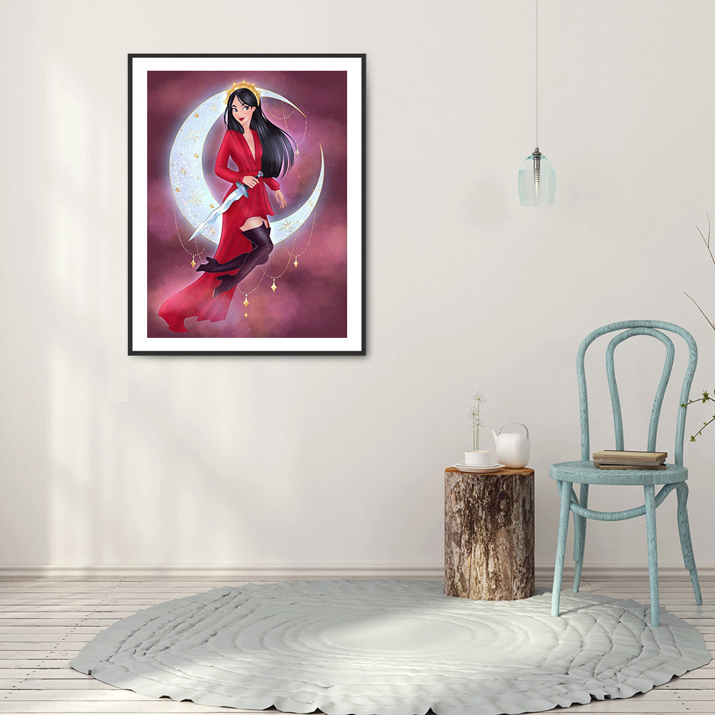 Moon Disney Princess - Full Square Drill Diamond Painting 30*40CM
