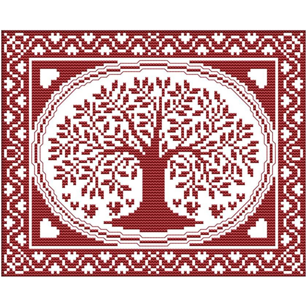 Oval Happiness Tree - 14CT Counted Cross Stitch 28*21CM