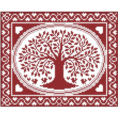 Oval Happiness Tree - 14CT Counted Cross Stitch 28*21CM