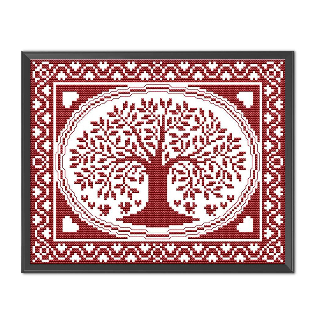 Oval Happiness Tree - 14CT Counted Cross Stitch 28*21CM