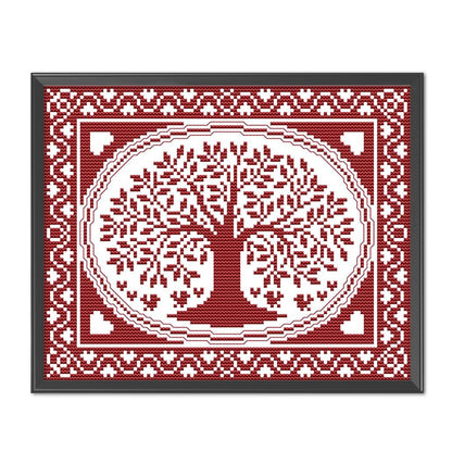 Oval Happiness Tree - 14CT Counted Cross Stitch 28*21CM