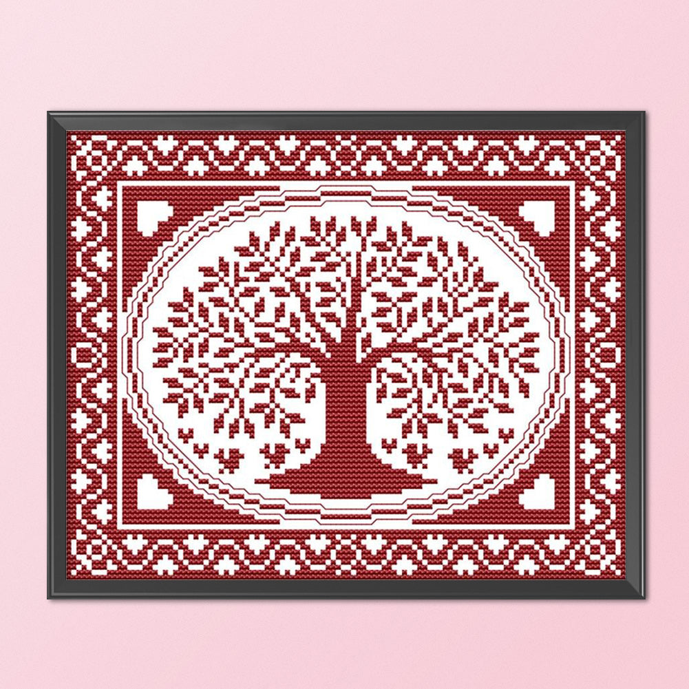 Oval Happiness Tree - 14CT Counted Cross Stitch 28*21CM