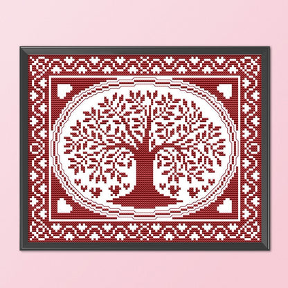 Oval Happiness Tree - 14CT Counted Cross Stitch 28*21CM