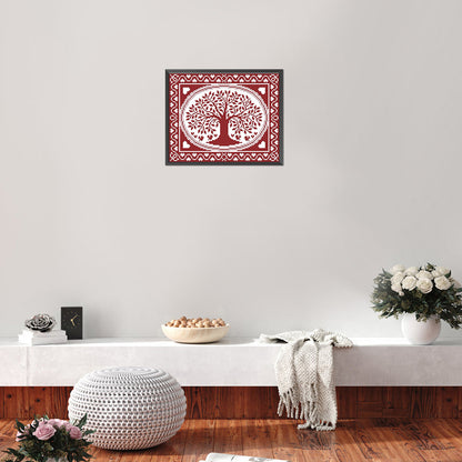 Oval Happiness Tree - 14CT Counted Cross Stitch 28*21CM