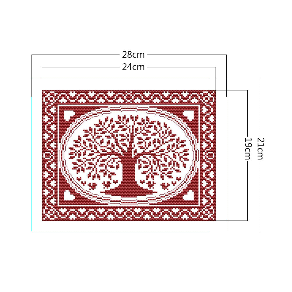 Oval Happiness Tree - 14CT Counted Cross Stitch 28*21CM