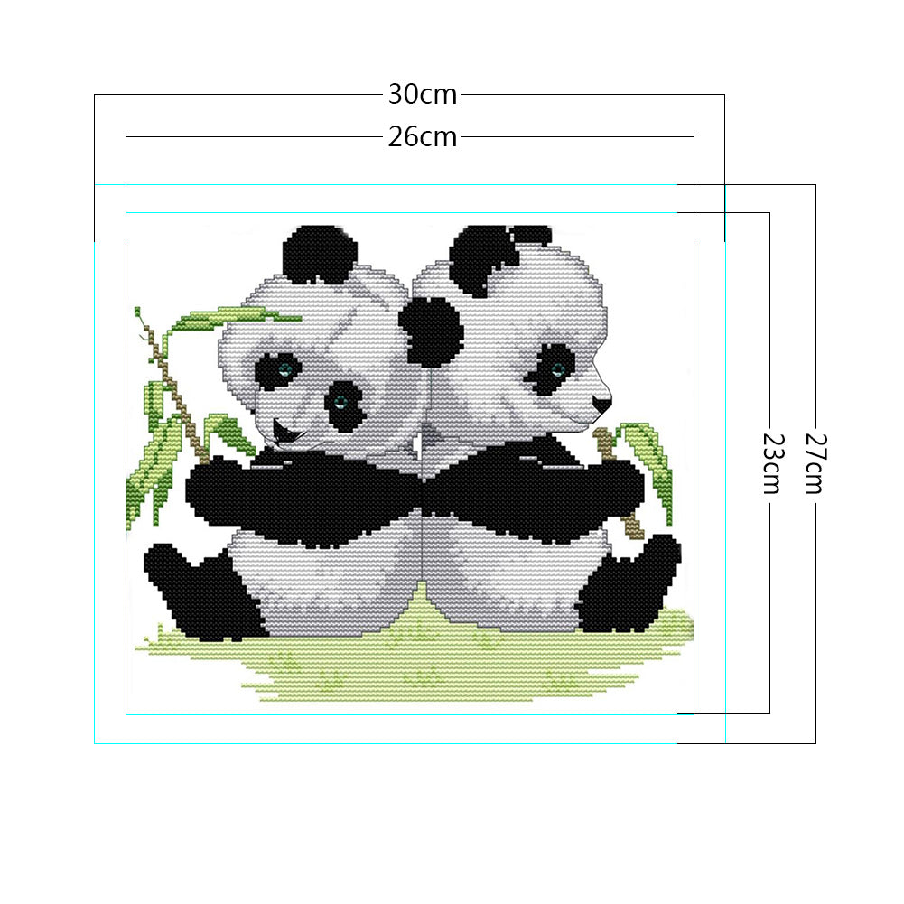 Gemini Panda - 14CT Counted Cross Stitch 30*27CM