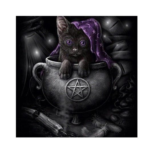 Black Cat In The Dark - 11CT Stamped Cross Stitch 50*50CM