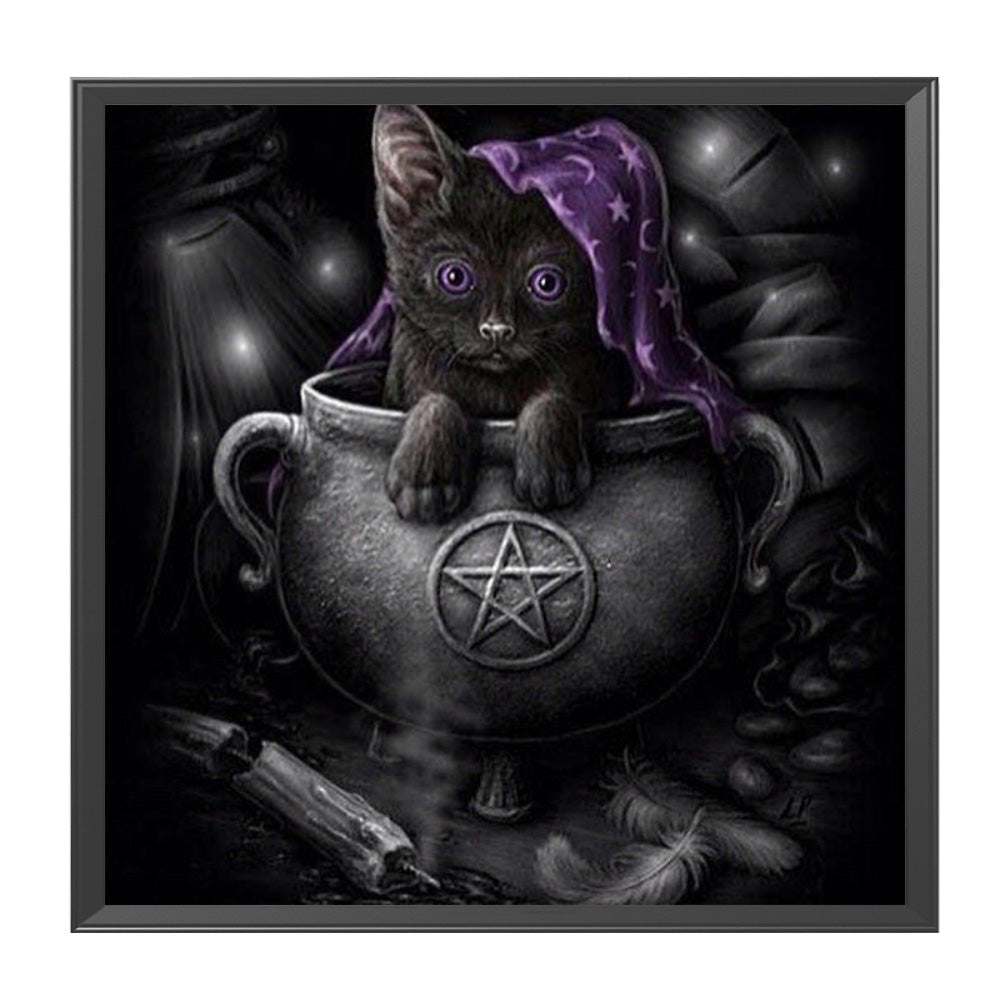 Black Cat In The Dark - 11CT Stamped Cross Stitch 50*50CM