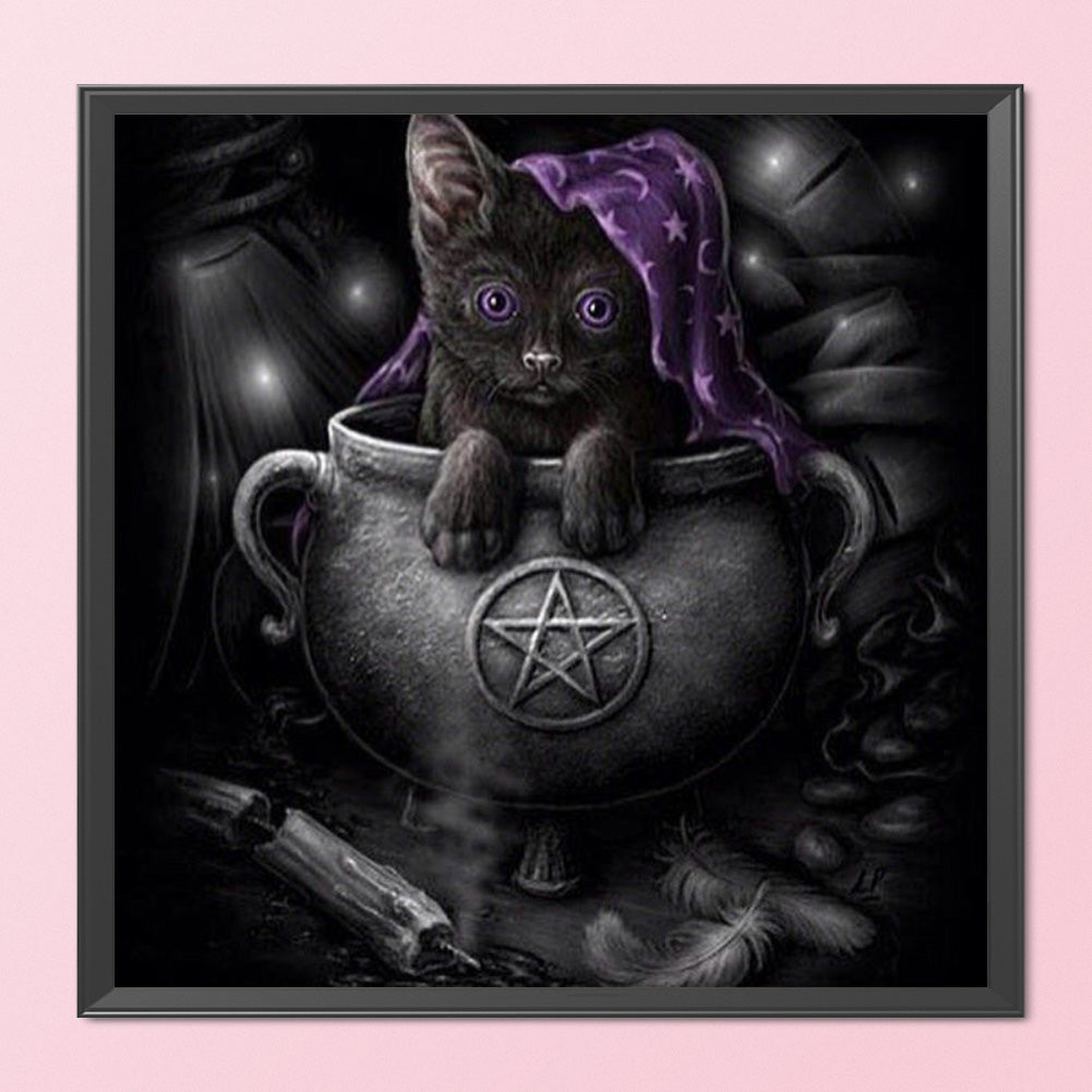 Black Cat In The Dark - 11CT Stamped Cross Stitch 50*50CM