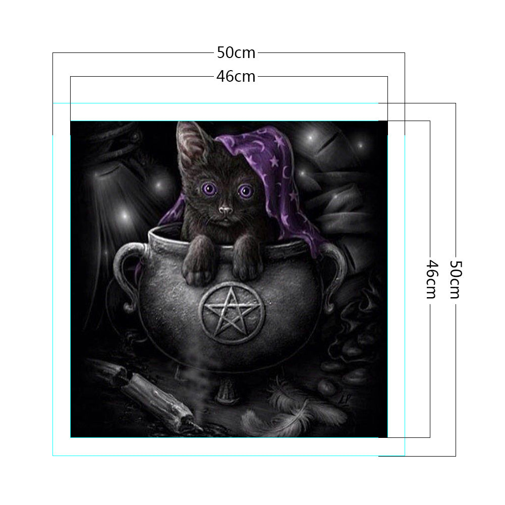 Black Cat In The Dark - 11CT Stamped Cross Stitch 50*50CM