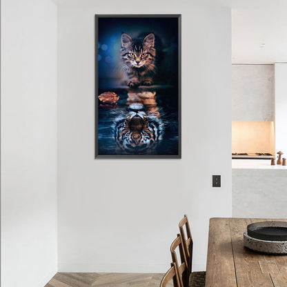 Cat Reflection - Full Round Drill Diamond Painting 40*70CM