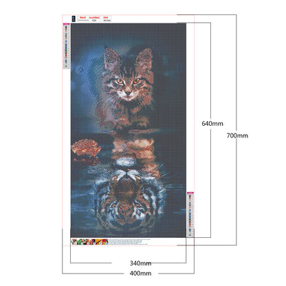 Cat Reflection - Full Round Drill Diamond Painting 40*70CM