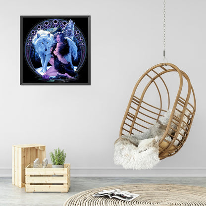 Beauty And The Wolf - Full Round Drill Diamond Painting 40*40CM