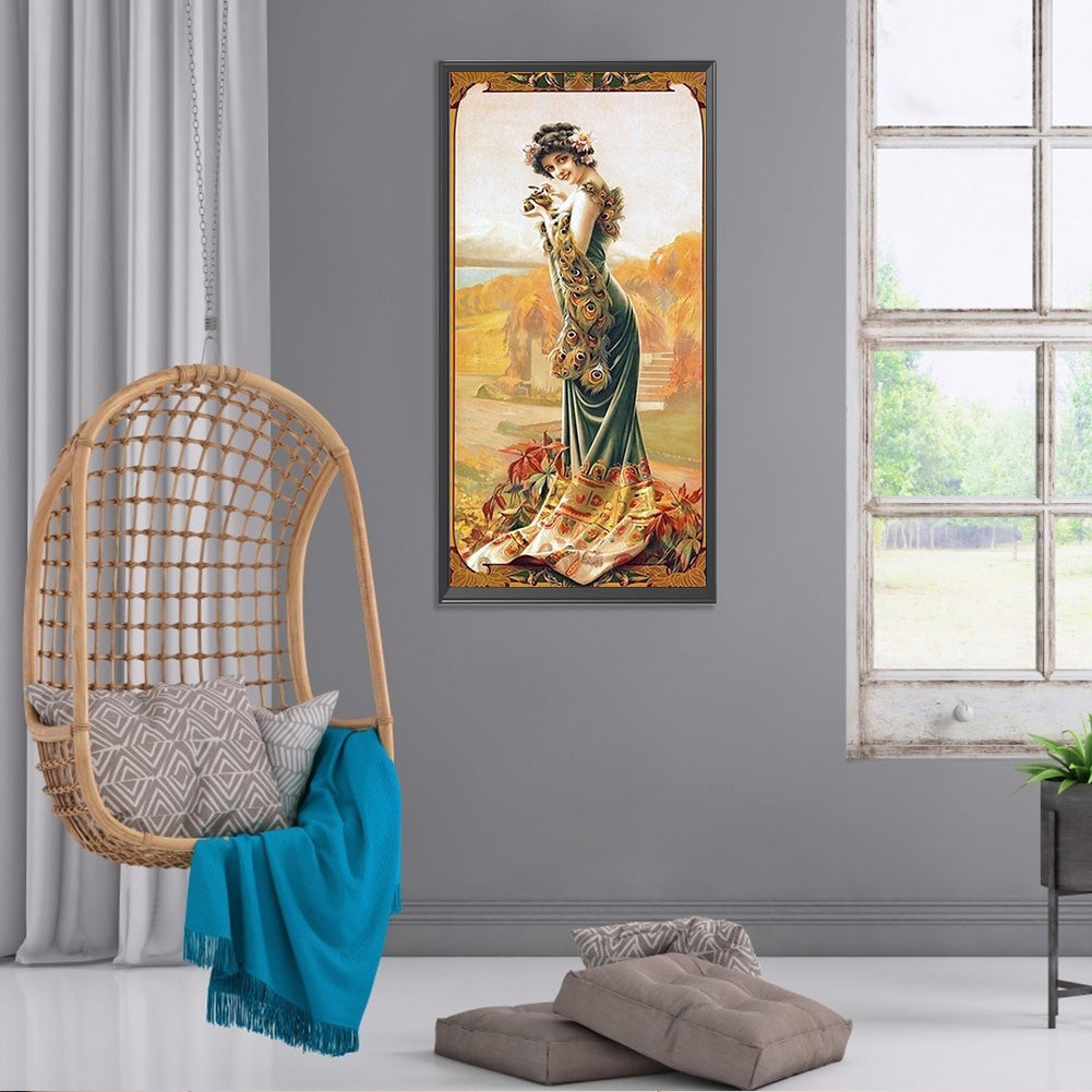Retro Woman - Full Round Drill Diamond Painting 30*60CM