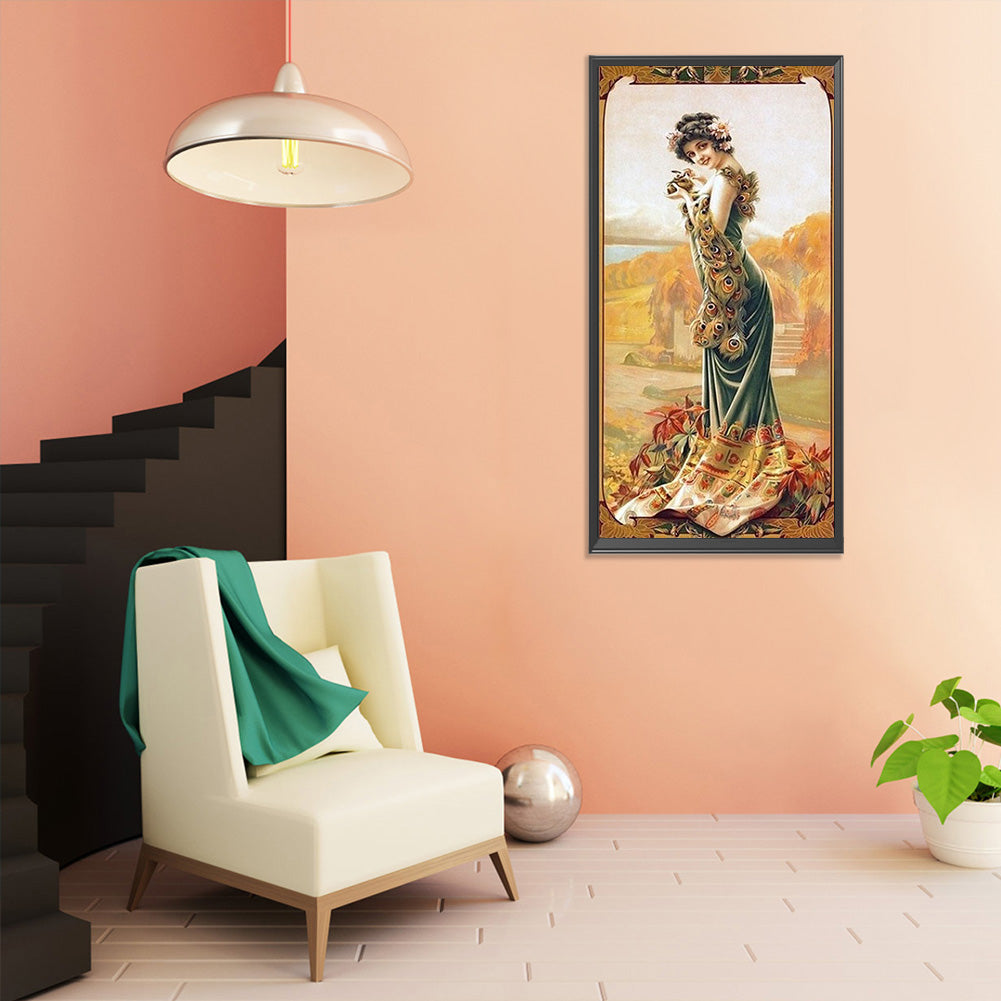 Retro Woman - Full Round Drill Diamond Painting 30*60CM