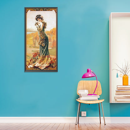 Retro Woman - Full Round Drill Diamond Painting 30*60CM