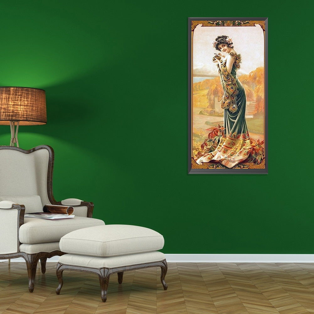 Retro Woman - Full Round Drill Diamond Painting 30*60CM