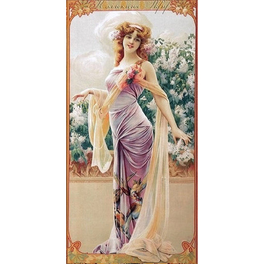 Retro Woman - Full Round Drill Diamond Painting 30*60CM