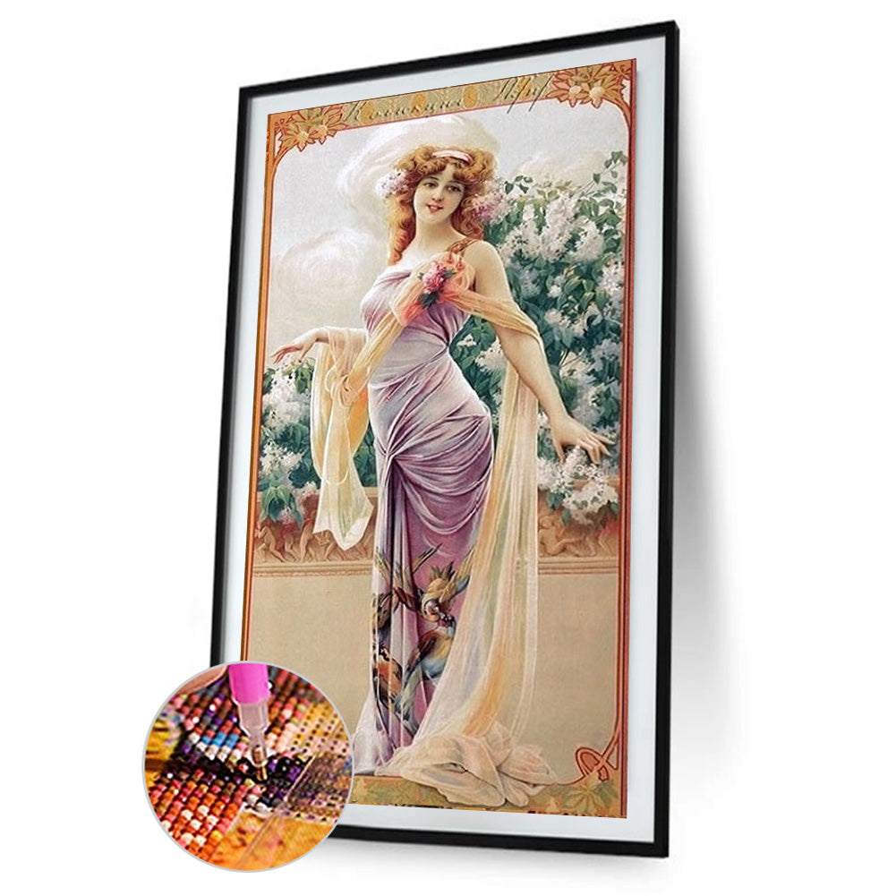 Retro Woman - Full Round Drill Diamond Painting 30*60CM