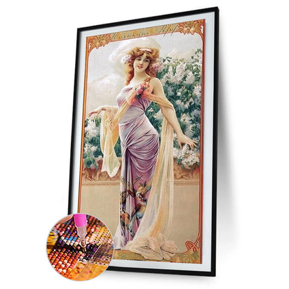 Retro Woman - Full Round Drill Diamond Painting 30*60CM