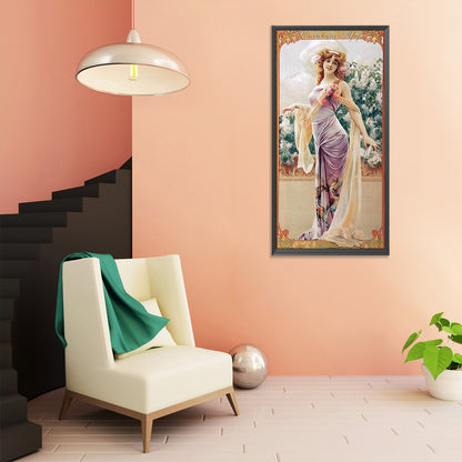 Retro Woman - Full Round Drill Diamond Painting 30*60CM