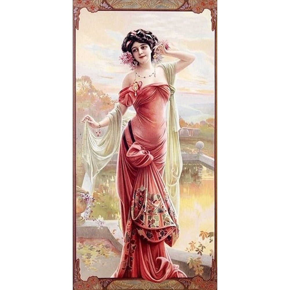 Retro Woman - Full Round Drill Diamond Painting 30*60CM