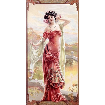 Retro Woman - Full Round Drill Diamond Painting 30*60CM