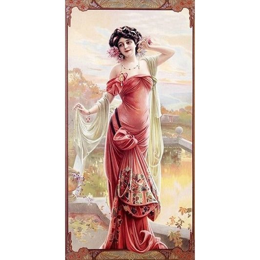 Retro Woman - Full Round Drill Diamond Painting 30*60CM