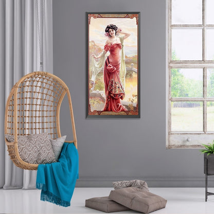 Retro Woman - Full Round Drill Diamond Painting 30*60CM