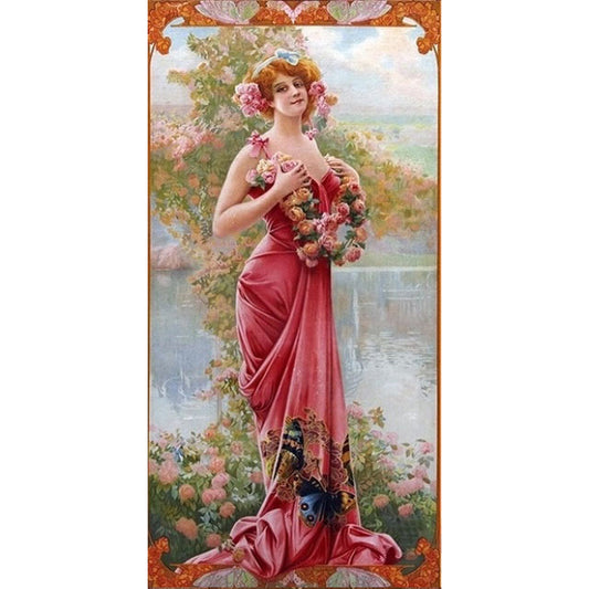 Retro Woman - Full Round Drill Diamond Painting 30*60CM