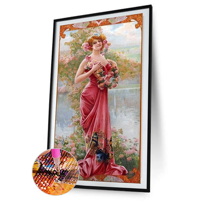 Retro Woman - Full Round Drill Diamond Painting 30*60CM
