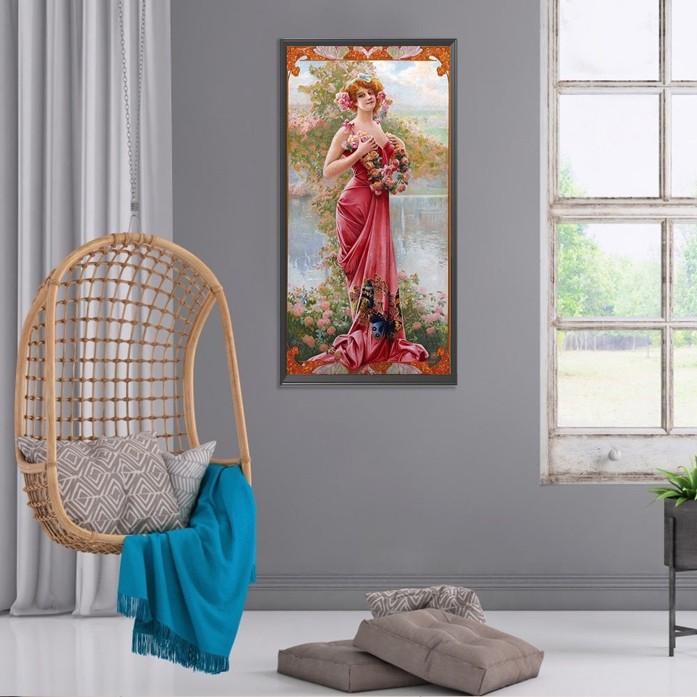 Retro Woman - Full Round Drill Diamond Painting 30*60CM