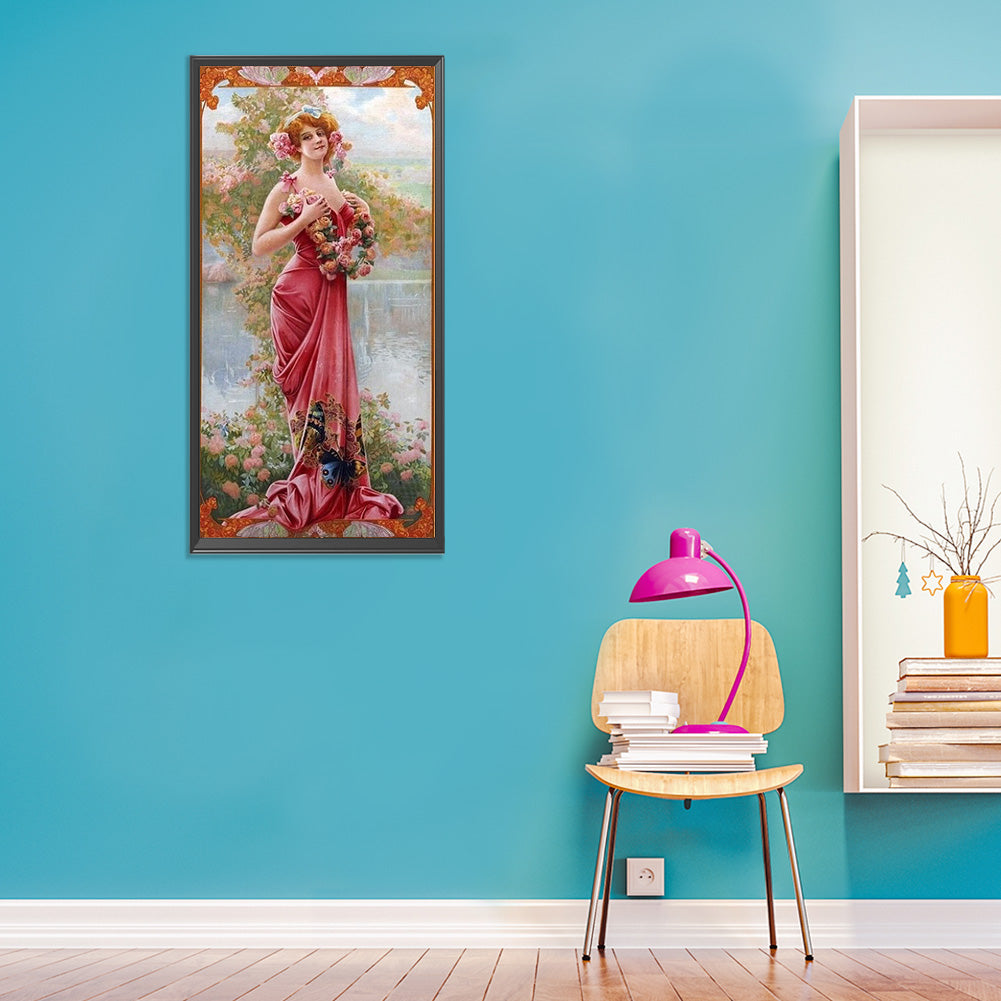 Retro Woman - Full Round Drill Diamond Painting 30*60CM