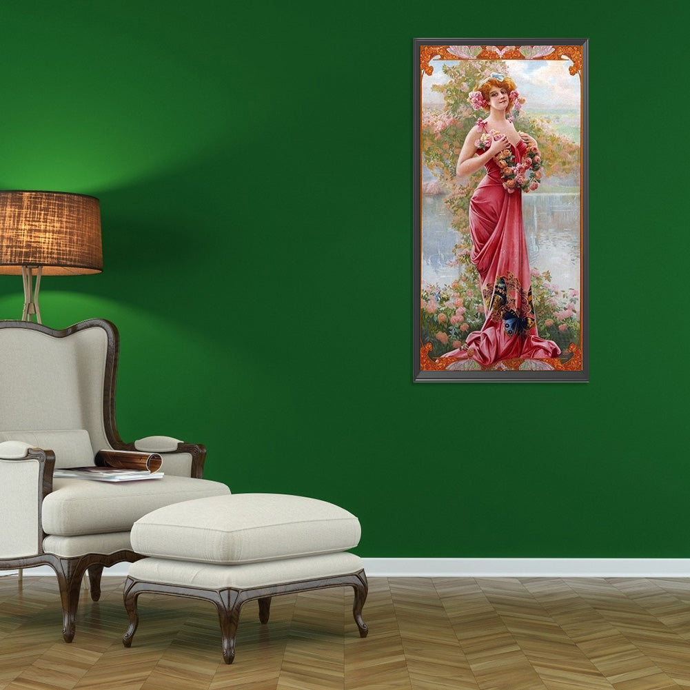 Retro Woman - Full Round Drill Diamond Painting 30*60CM