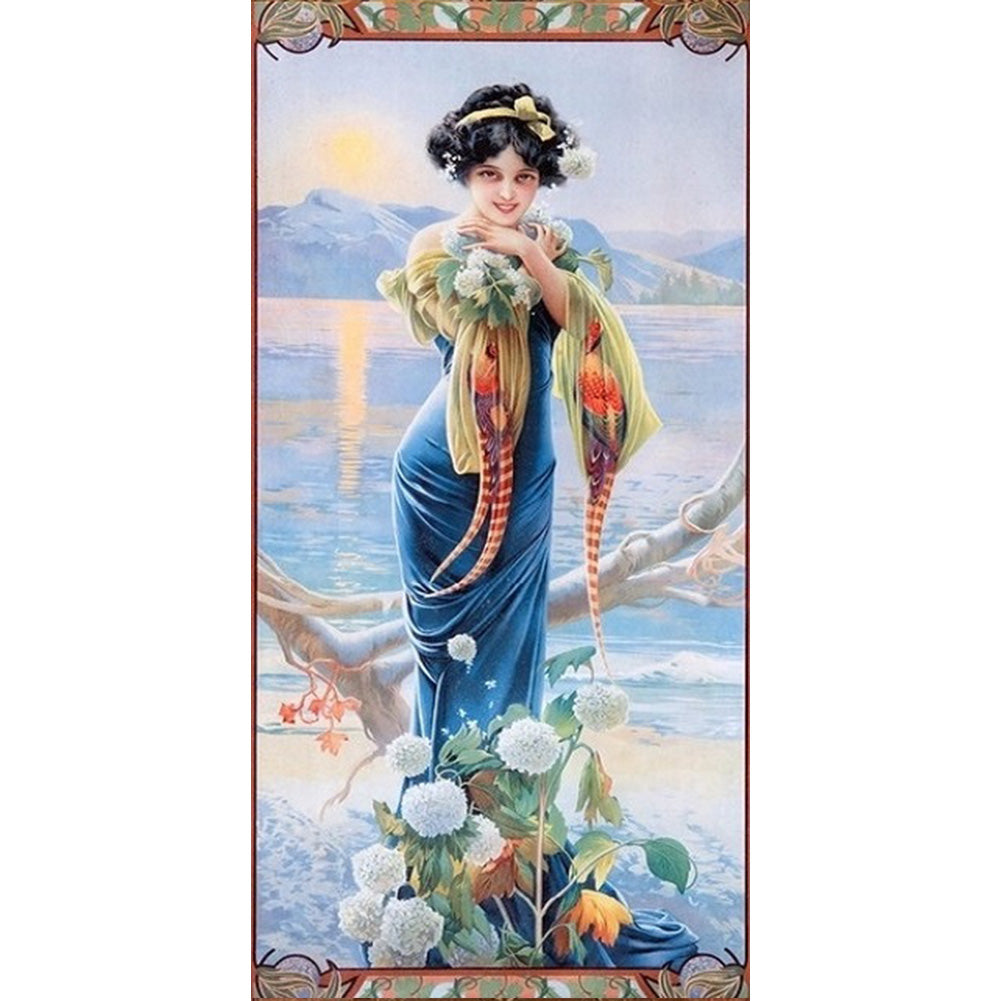Retro Woman - Full Round Drill Diamond Painting 30*60CM