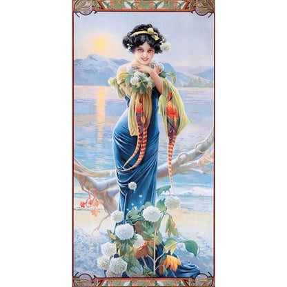 Retro Woman - Full Round Drill Diamond Painting 30*60CM