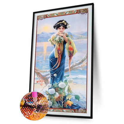 Retro Woman - Full Round Drill Diamond Painting 30*60CM