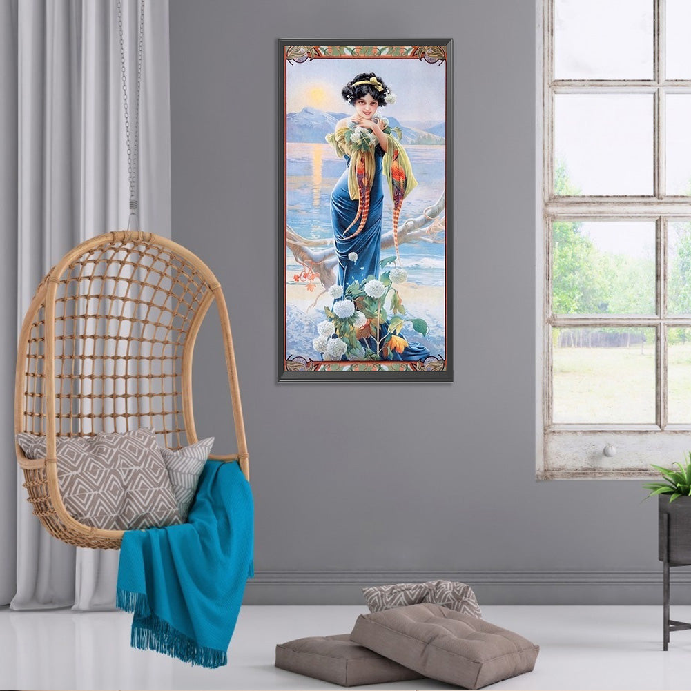 Retro Woman - Full Round Drill Diamond Painting 30*60CM