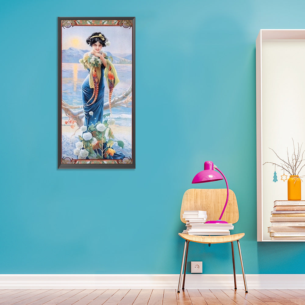 Retro Woman - Full Round Drill Diamond Painting 30*60CM