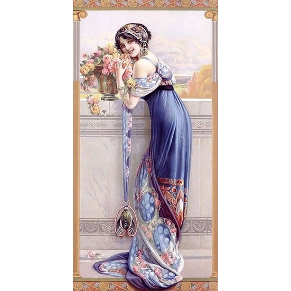 Retro Woman - Full Round Drill Diamond Painting 30*60CM