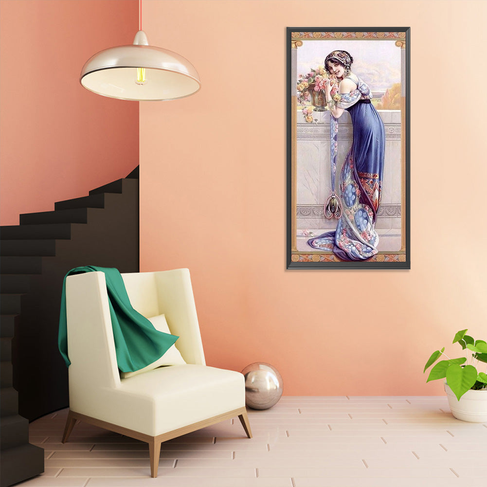 Retro Woman - Full Round Drill Diamond Painting 30*60CM