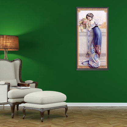 Retro Woman - Full Round Drill Diamond Painting 30*60CM