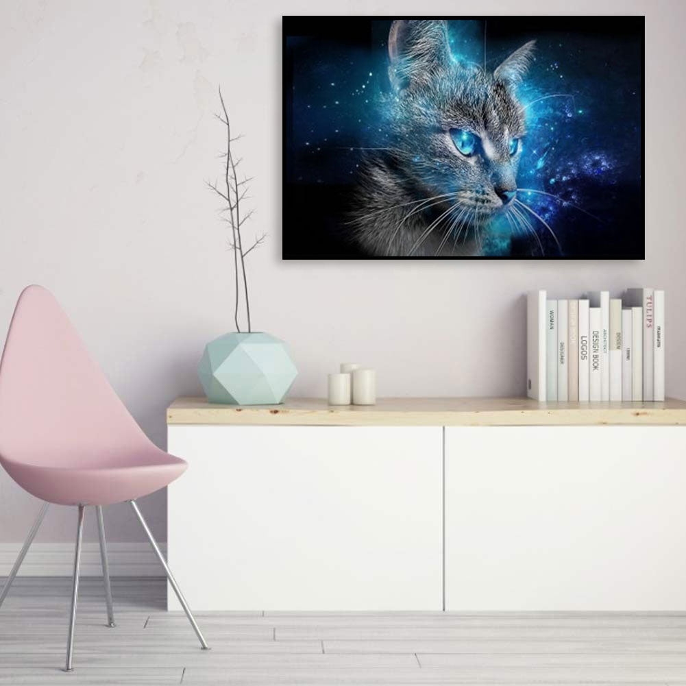 Blue Eyed Cat - 11CT Stamped Cross Stitch 60*40CM