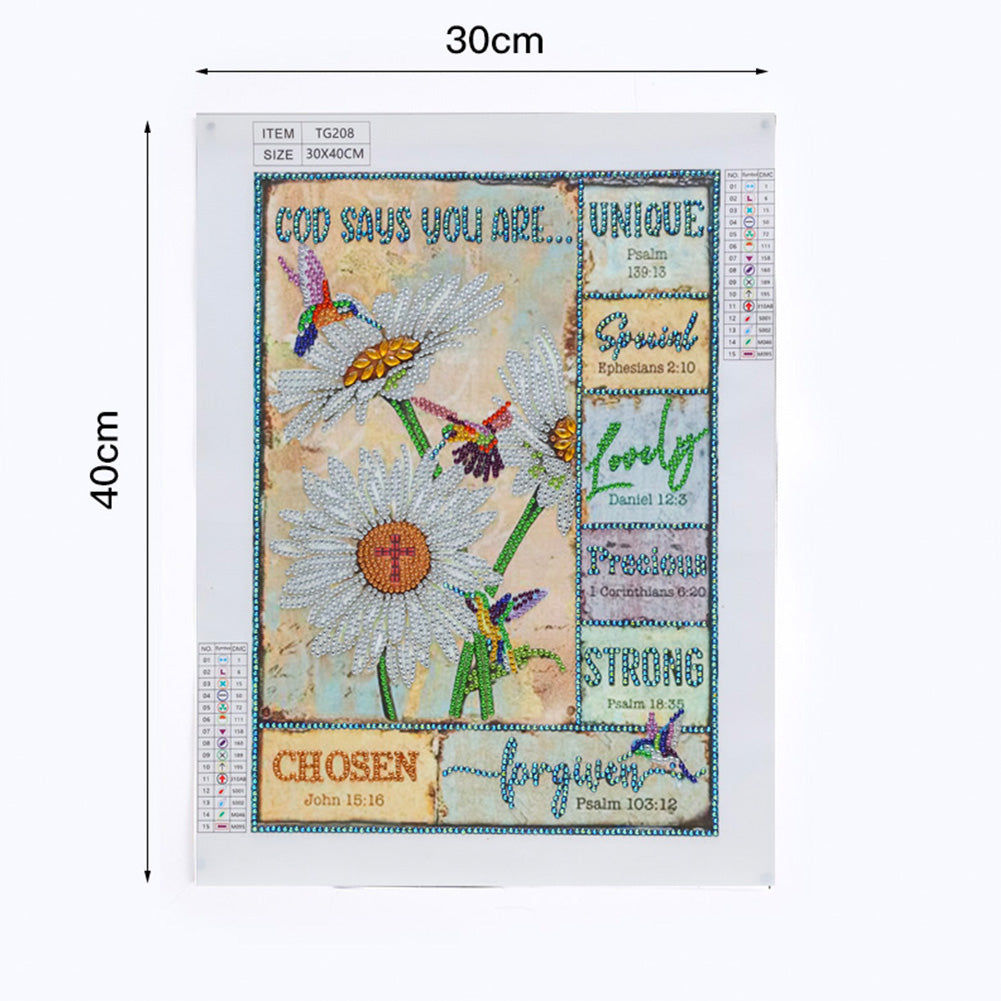 Cross Sunflower Bird Holding Flower - Special Shaped Drill Diamond Paiting 30*40CM