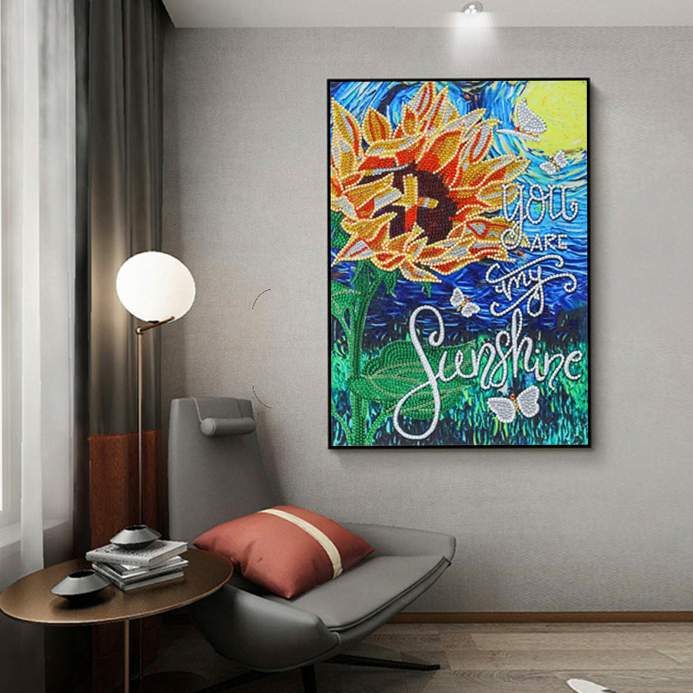 Cross Sunflower - Special Shaped Drill Diamond Paiting 30*40CM