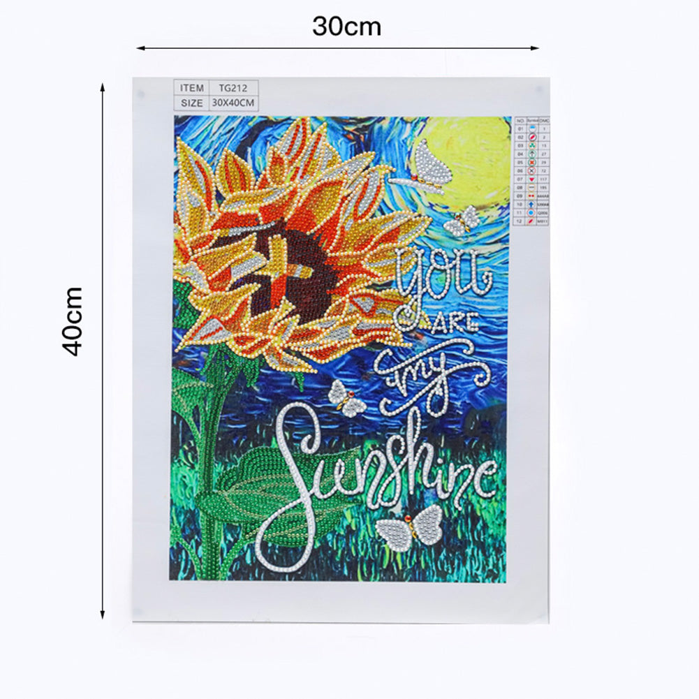 Cross Sunflower - Special Shaped Drill Diamond Paiting 30*40CM